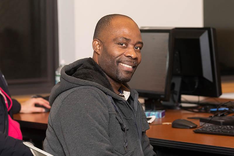 Male student at computer